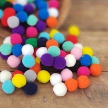 20 Mm Peluş Ponpon - Renkli Ponpon 100 Adet - Pelüş Ponpon - Süs