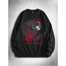 Startmore Goth Guys Slogan & Skull Print Pullover Siyah Siyah