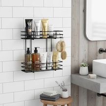Yapışkanlı 2 Katlı Banyo Rafı Duş Şampuanlık Duvar Düzenleyici Organizer 000 Açık Krem