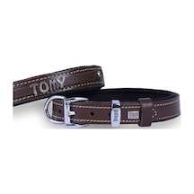 Doggie İsimlikli Deri Boyun Tasması M 2.5x37-45CM Kahverengi
