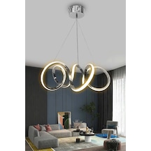 Modern Sarkıt Krom Kıvrım Beyaz Işık Led Avize - - Kumandalı / Krom Krom