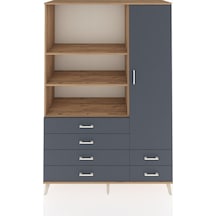 Hyperion Dolap 7 Raflı 6 Çekmeceli Tek Kapaklı 132x44x195 Çam-antrasit/antrasit Antrasıt/antrasıt