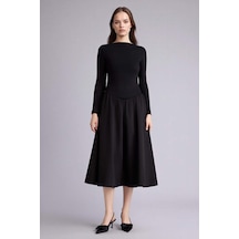 Defacto Kayık Yaka Poplin Uzun Kollu Midi Elbise H0554ax26spbk81 Siyah-bk81