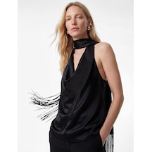 Koton Saten Halter Yaka Kolsuz Bluz Siyah 6sak60286uw Siyah