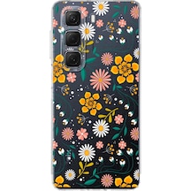 İnfinix Hot 50 Pro İle Uyumlu Çiçek Baskılı Kamera Korumalı Şeffaf Kılıf Şeffaf