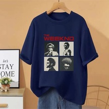 Flood Of Style Saat Sonra Hafta İçi Albüm Grafik T Shirt Erkek Kadın Vintage Hip Hop Streetwear Boy Kısa Kol Lacivert