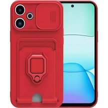 Uryport Xiaomi Redmi 13 4g Kılıf Zuma Kartvizitli Yüzüklü Silikon - Kırmızı
