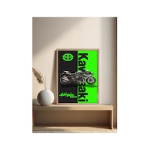 Kawasaki Ninja Doğal Ahşap Çerçeveli Tek Parça Dekoratif Tablo Çok Renkli - 818970130 Çok Renkli