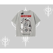 Tarzsokak Oversize Tshirt Japon Mutfağı Umami Temalı Baskılı Gri