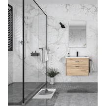 Orka Trio 65 Cm Mdf Çekmeceli Senza Asma Banyo Dolabı Takımı Meşe