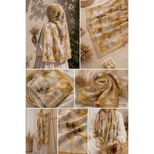 Genel Markalar Gül Desenli Bambu Kraş Şal Sarı - 921444495 Sarı