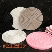 Pk1002304 - Silikon Kalıp Mum Kalıbı Yuvarlak Çizgili Sunumluk Renksiz