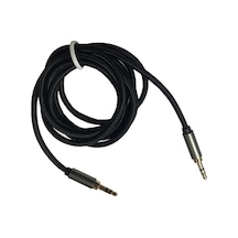 Aux İp Örgülü Ses Kablosu Siyah Renk 1 Metre 3,5 Mm Jack - Aux To
