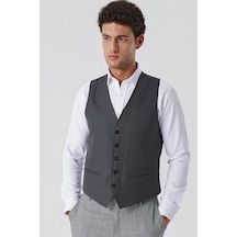 Antrasit V Yaka Klasik Yelek 1009230262-Antrasit