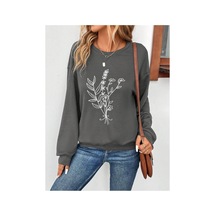 About Blank Tarzsokak Kod Adr-shen Lune Floral Print Drop Shoulder Sweatshirt Gri, Dark Grey, L/xl Acı Kahverengi