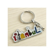 İstanbul - 725 - Yazılı Metal Anahtarlık - Ece-umay - Gümüş Rengi