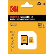 Kodak 32gb Micro Sd Uhs-ı C10 U1 V10 Kart + Sd Adaptör, Sarı