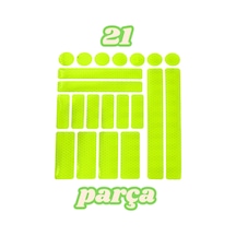 21 Parça Yansıtıcı Sticker Seti, Kırmızı, Motorsuz/motorlu Araçlar İçin Yeşil-sarı