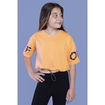 Toontoy Kids Toontoy Kız Çocuk Of Baskılı Crop Tişört Turuncu