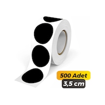 Yuvarlak Kesim Ambalaj Etiketi - Siyah Renk - 3,5cm - 500 Adet