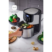 Homend Airfryday 2502H 8 Farklı Program, 5 Litre Dokunmatik Ekranlı Fritöz Inox