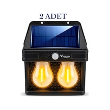 Hw 779-2 Solar Hareket Sensörlü Dış Mekan Bahçe Lambası - 2 Led Retro Filamanlı Duvar Apliği 2 Adet