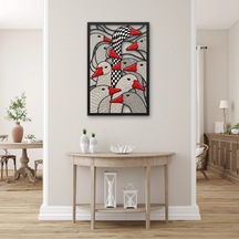Damalı Kaz Sürüsü Metal Tablo 83x125 Cm Çok Renkli