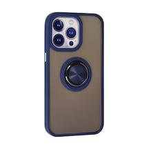 Apple Uyumlu   iPhone 15 Pro Max Kılıf Montreal Yüzüklü Silikon Kapak - Lacivert
