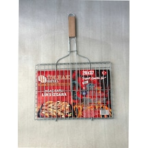Ahşap Saplı Tel Izgara - Mangal Izgarası - Küçük Boy 26Cm x 37Cm