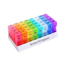 Agoodshop Aylık Hap Saklama Kutusu - 31 Gün Am/pm Günlük Hap Kutusu Her Gün Için 32 Bölme, Vitaminler, Ahşap