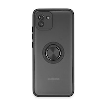 Samsung Uyumlu Galaxy A03 Uyumlu Kılıf Montreal Yüzüklü Silikon Kapak - Siyah
