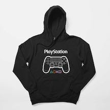 Playstation Gamepad Text Siyah Kapşonlu Sweatshirt Hoodie