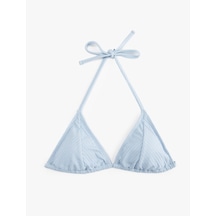 Koton Astarlı Boyundan Bağlamalı İpli Parıltılı Üçgen Bikini Üstü Mavi 5sak10094mm Mavi