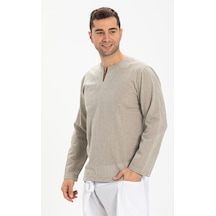 Büyük Beden Uzun Kol Şile Bezi Bisiklet Yaka Erkek Tshirt Taş 303