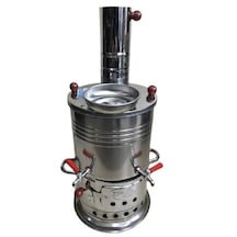 Zarif İş Çift Musluklu Demlikli 4 L Semaver Inox