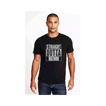 Pubg Straıght Outta Rozhok Baskılı Siyah Erkek Tshirt