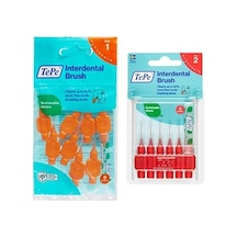 0.45 Mm - Turuncu Diş Arayüz Fırçası 1x 8 Adet Ve Tepe Blister 0.5 Mm - Kırmızı Diş Arayüz Fırçası 1 X 6 Adet Açık Ahşap