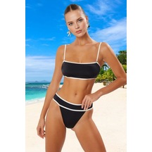 Ersefa Tasarım Bikini Takımı Yüksek Konfor Plaj Ve Havuz İçin Yaz Koleks Siyah - Beyaz