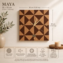 Maya Collection Doğal Maun Ve Meşe Ahşap Kaplama Duvar Saati