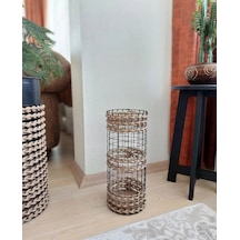 Egindra Trendev Metal Tel Hasır Örgülü Özel Tasarım Pampas Vazosu 40 Cm Üç Örgü