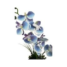 Yapay Çiçek Mavi Islak Orkide Gold Metal Saksıda Saksıda Orkide 50cm