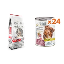Patilife Kuru Köpek Maması 26 Prt 15 Kg + Kuzu Etli Konserve Mama 24 Adet