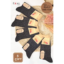 Kral Socks Miss Lana Ladies Socks Lambswool Özel Kuzu Yünlü Termal Kadın Kışlık Yün Çorap 5 Çift Siyah