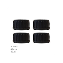Plastik İç Tapa, Yuvarlak, 48 Mm 4 Adet Siyah