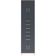Arges Dolap 3 Raflı 6 Çekmeceli 4 Kapaklı 60x30x243 Çam-antrasit Çam