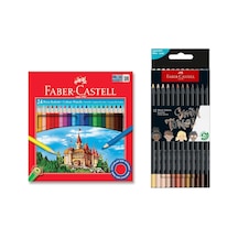 Faber Castell 24 Renk Kuru Boya Ve 12 Renk Skin Tones Ten Renkleri İkisi Birarada Set Çok Renkli