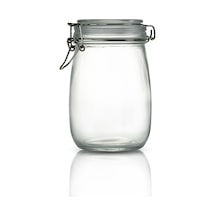 Korken Kavanoz 1000 Ml Vakumlu Kilitli Cam Saklama Kavanozu Şeffaf