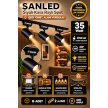 Led Siyah Kasa Gün Işığı 35w Raylı Spot / 6 Adet 2 Metre Ray