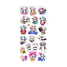 Sticker Kabartmalı Stiker Çıkartma Etiket Xhc163 -18x9 Cm- Sevimli Panda Çok Renkli