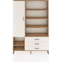 Arges Dolap 9 Raflı 3 Çekmeceli Tek Kapaklı 132x30x195 Çam-a... Çam